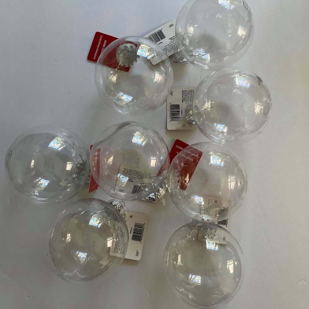 NWT- Clear Christmas Ornaments- Set of 8